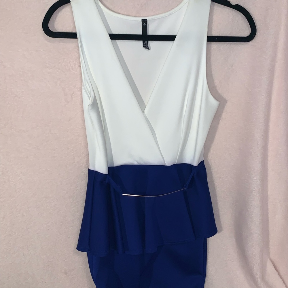 White & Black dress with gold belt!